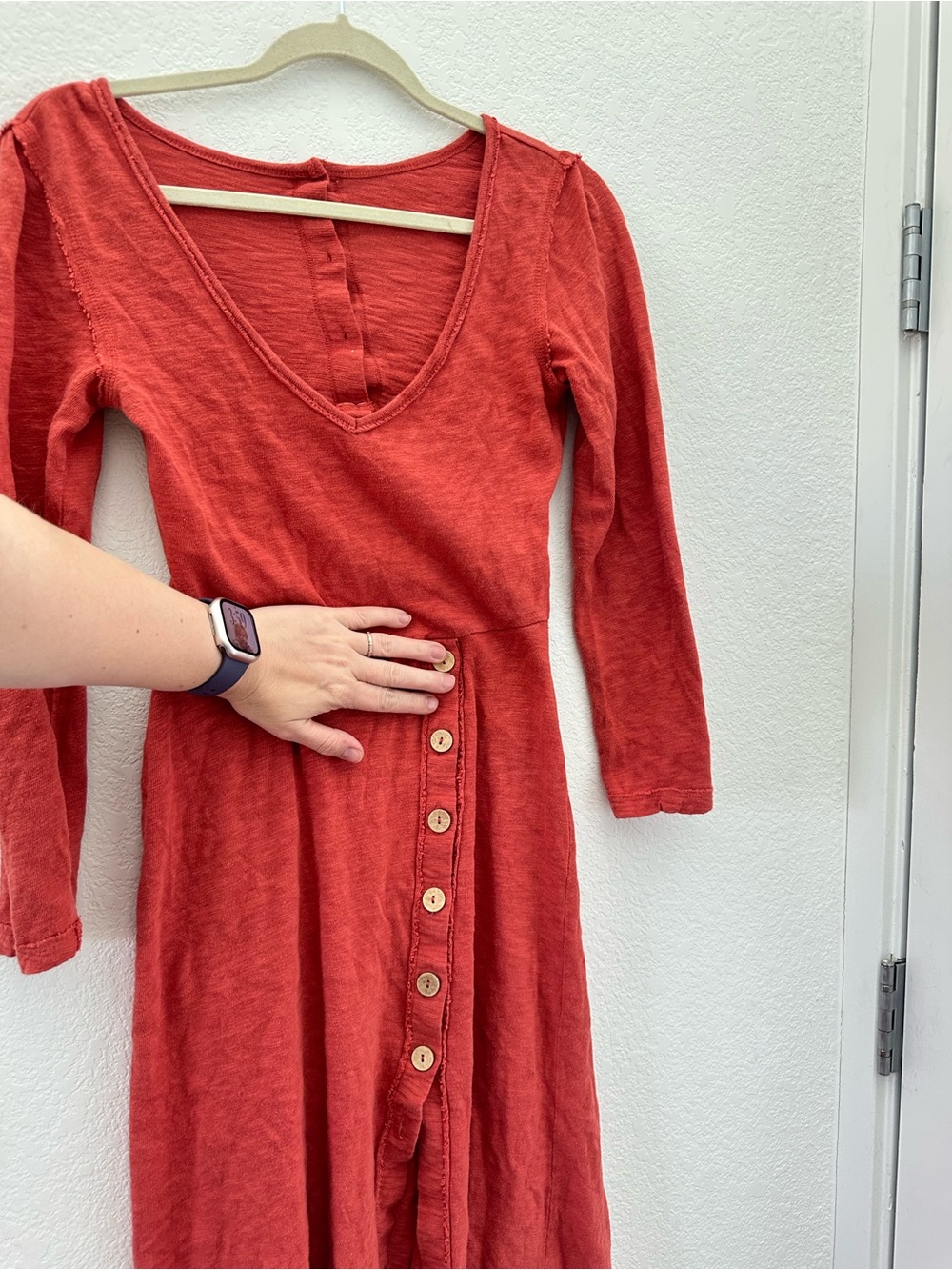 Free People FP Beach Starlight Midi Dress S Small Rust Cutout Back Button Slit - Picture 10 of 12